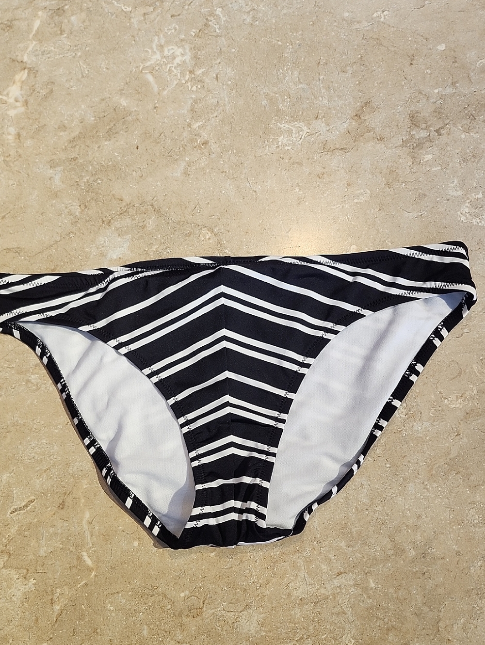 W Swim Black & White Chevron Stripe Hipster Bikini Bottoms 8